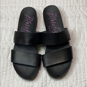 Black blowfish platform sandals